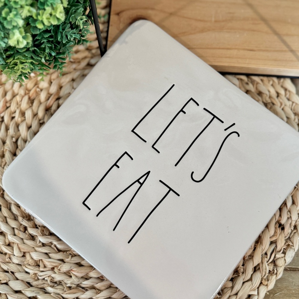 Rae Dunn White Square 'Let's Eat' Serving Plate - Picture 4 of 4